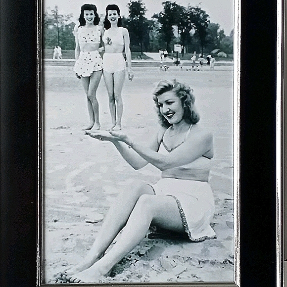 Vintage Beach Girls Women Retro Oddity Home Home Declf Shabby Chic Sea Oceab Art - Picture 9 of 9